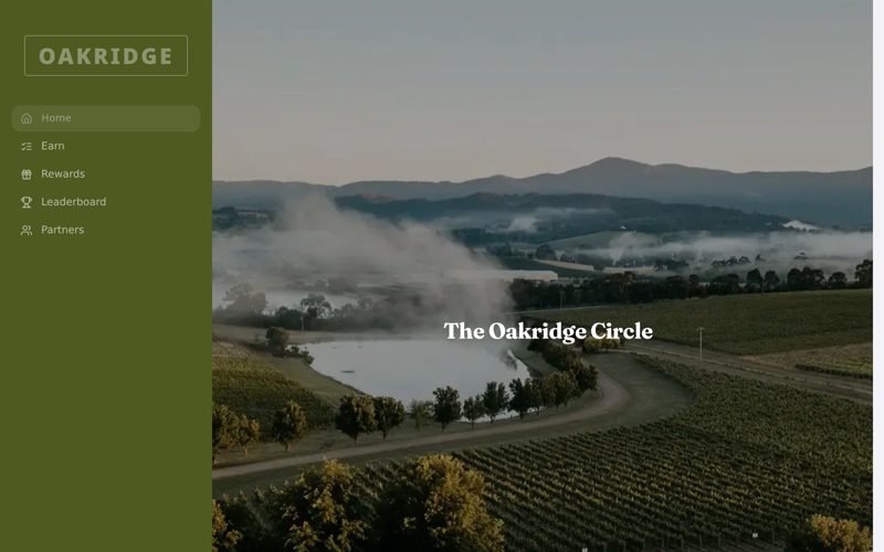 Oakridge Wines loyalty site